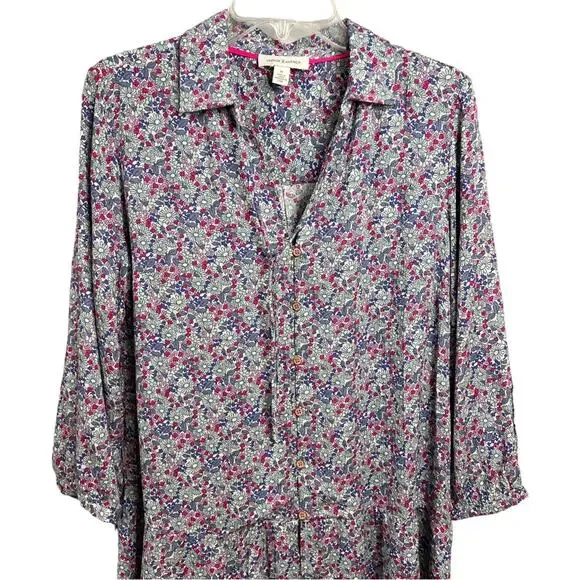 Vintage X America Elsie Women Medium Top Blouse Ditsy Floral Peplum Boho Spring - Picture 7 of 16